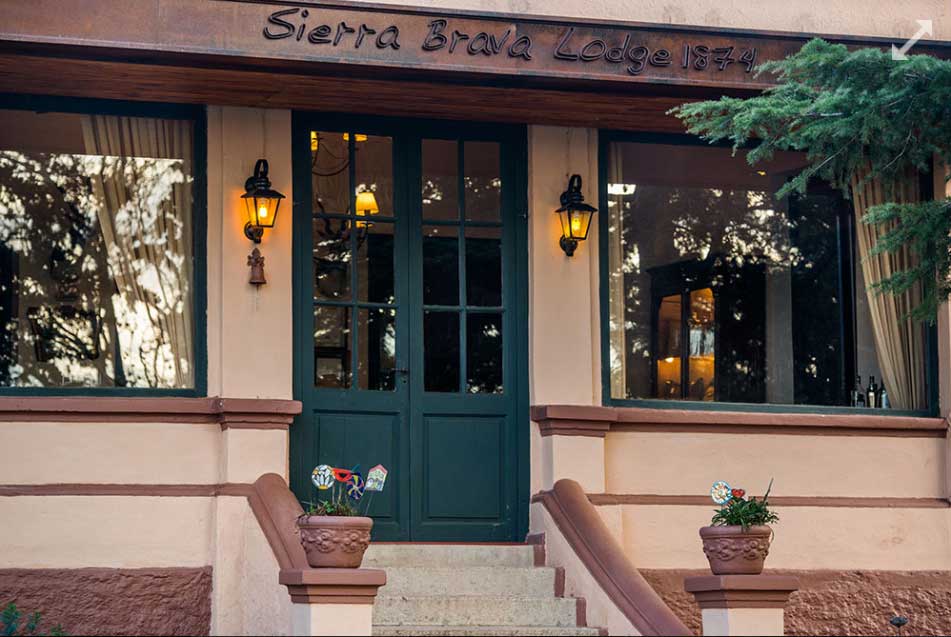 Entrance to Sierra Brava Lodge with its sign