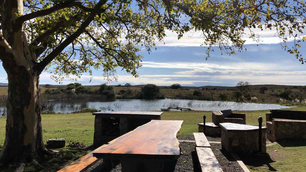 Outdoor table overlooking the lagoon