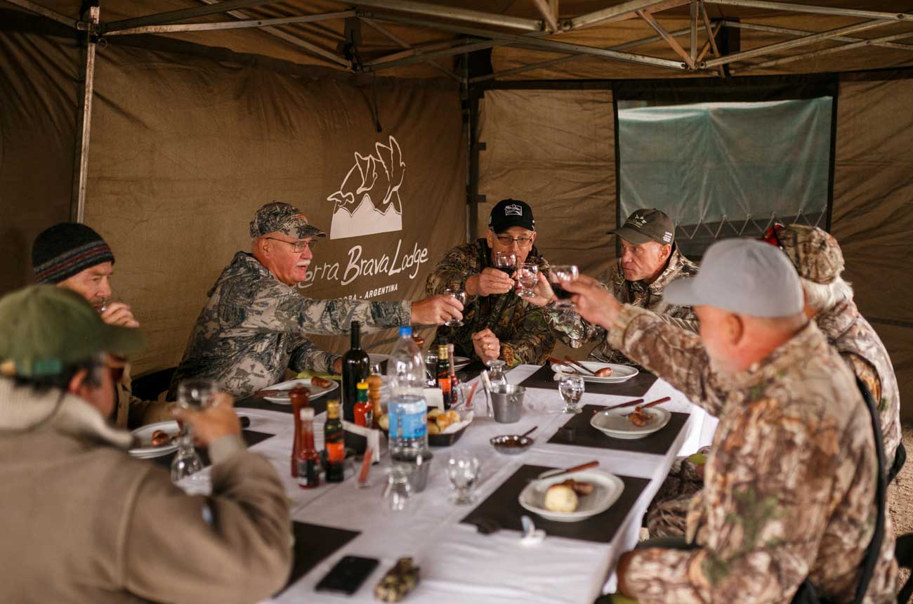 Hunters enjoying lunch together