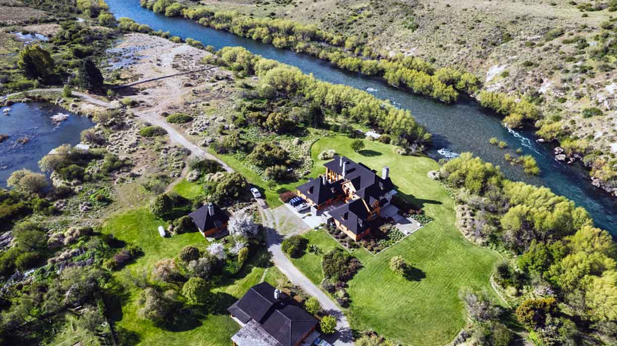 Fishing lodge drone river