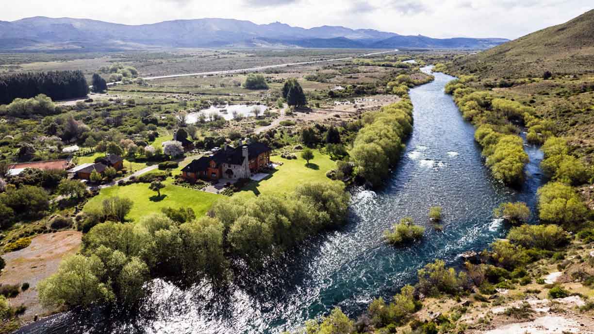 Fishing lodge river corner