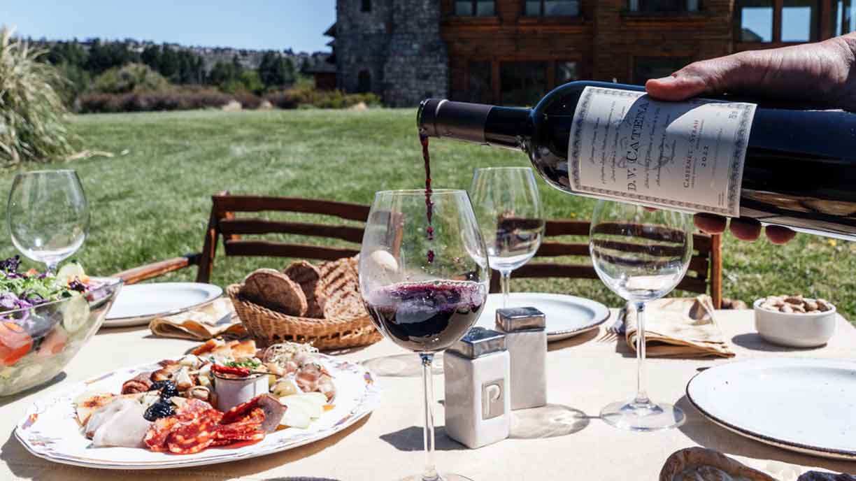 Fishing lodge outdoor wine