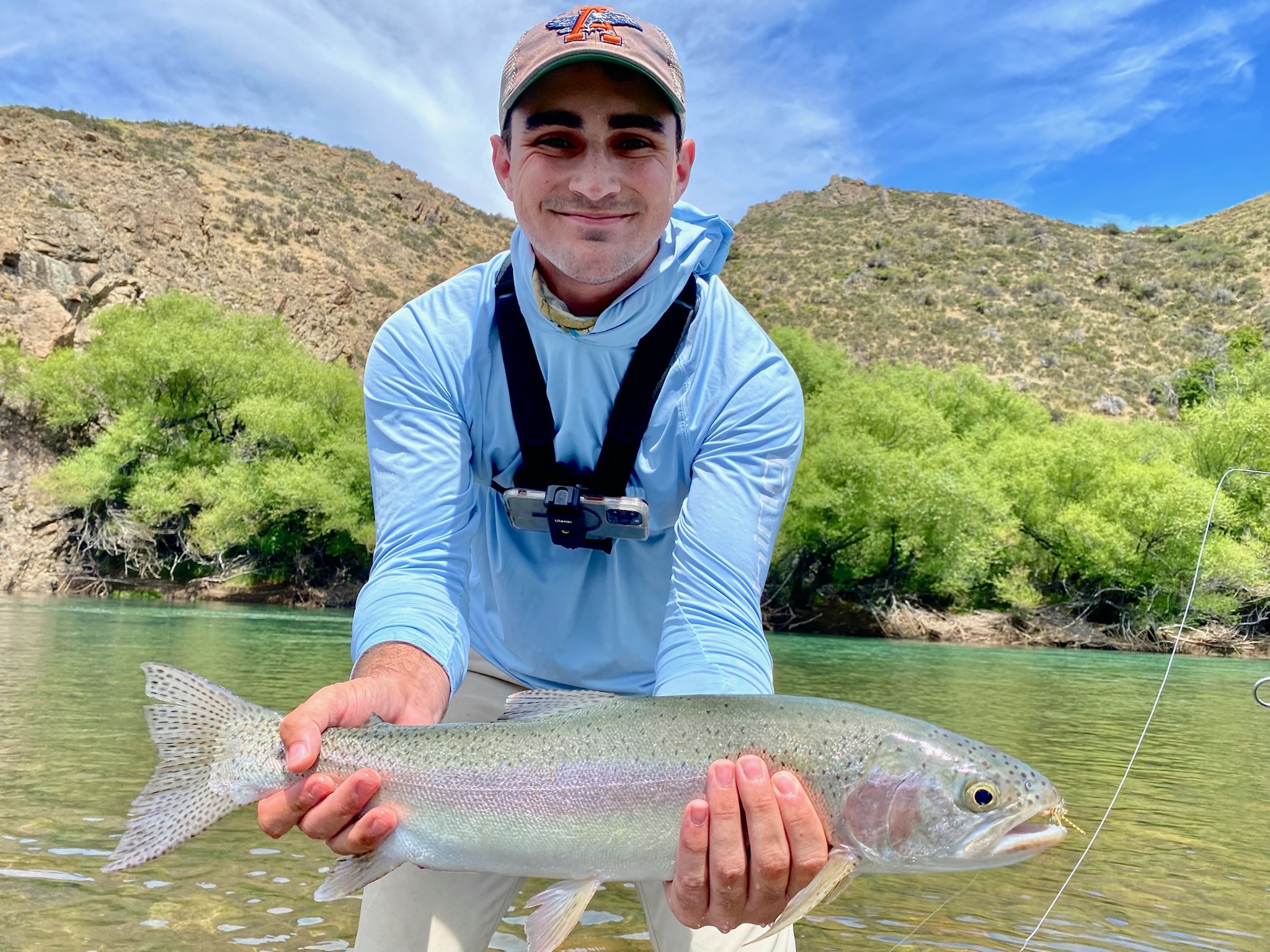 Rainbow trout caught fly fishing near Bravo Sur Lodge in Patagonia