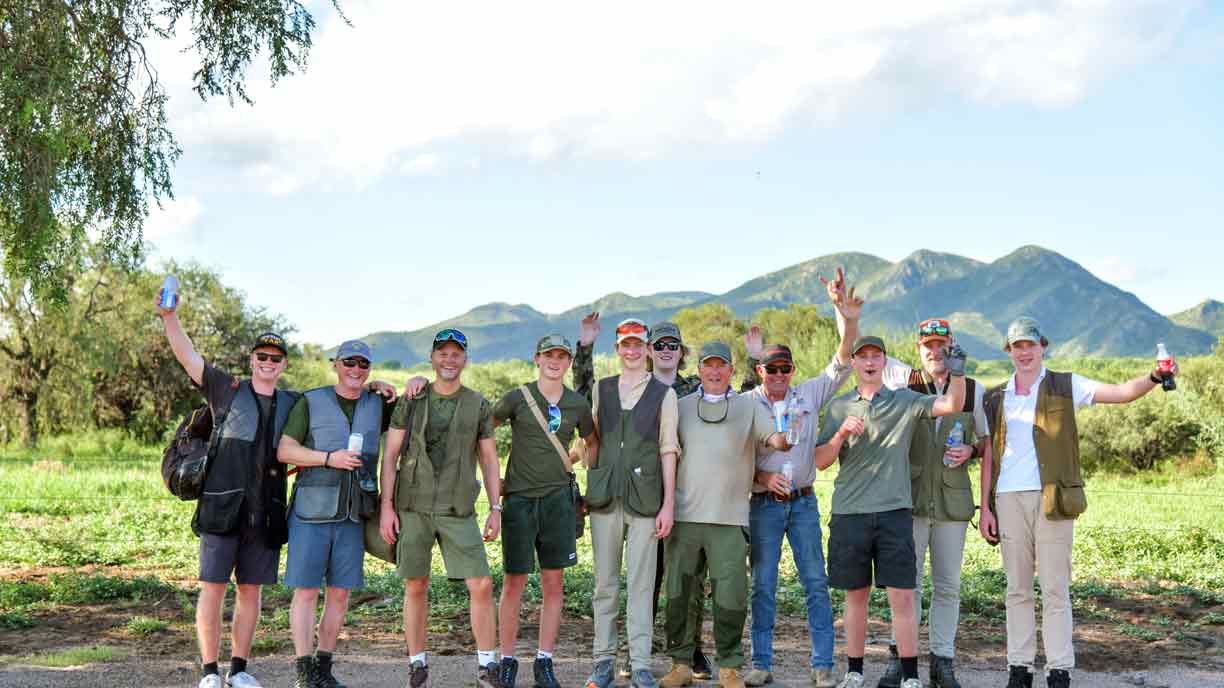 Hunting group celebrating a day of dove shooting in Córdoba