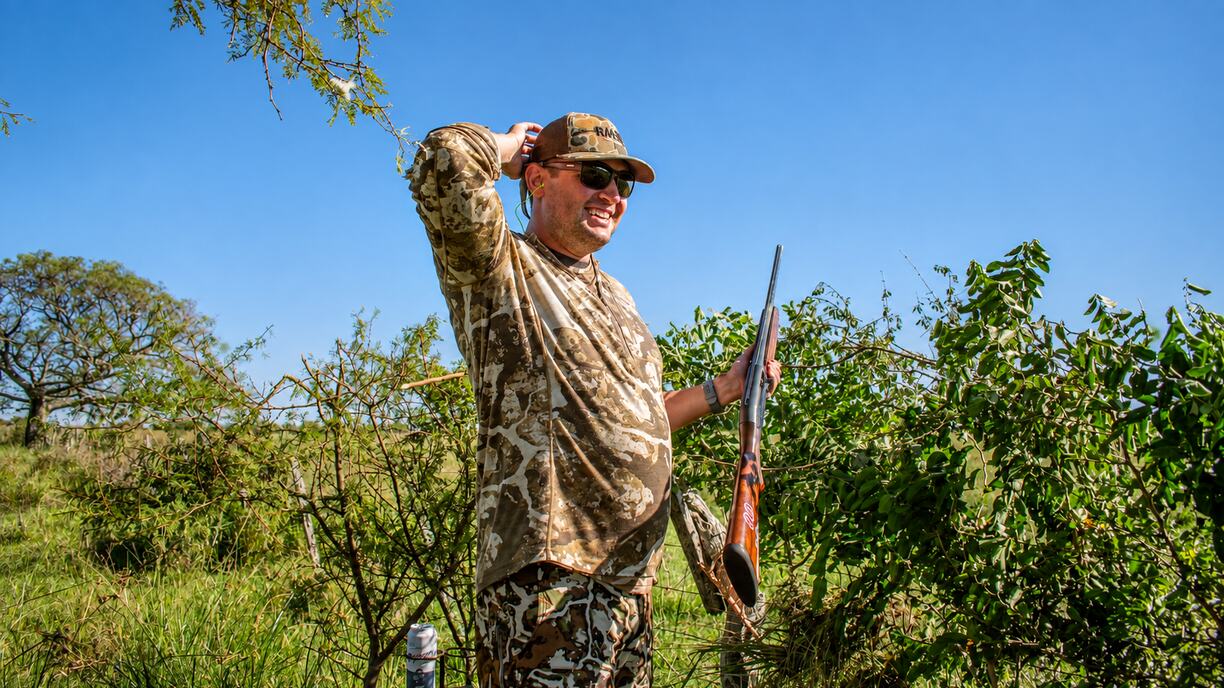 Guests celebrating a dove hunt at Sierra Brava Lodge, Córdoba, Argentina