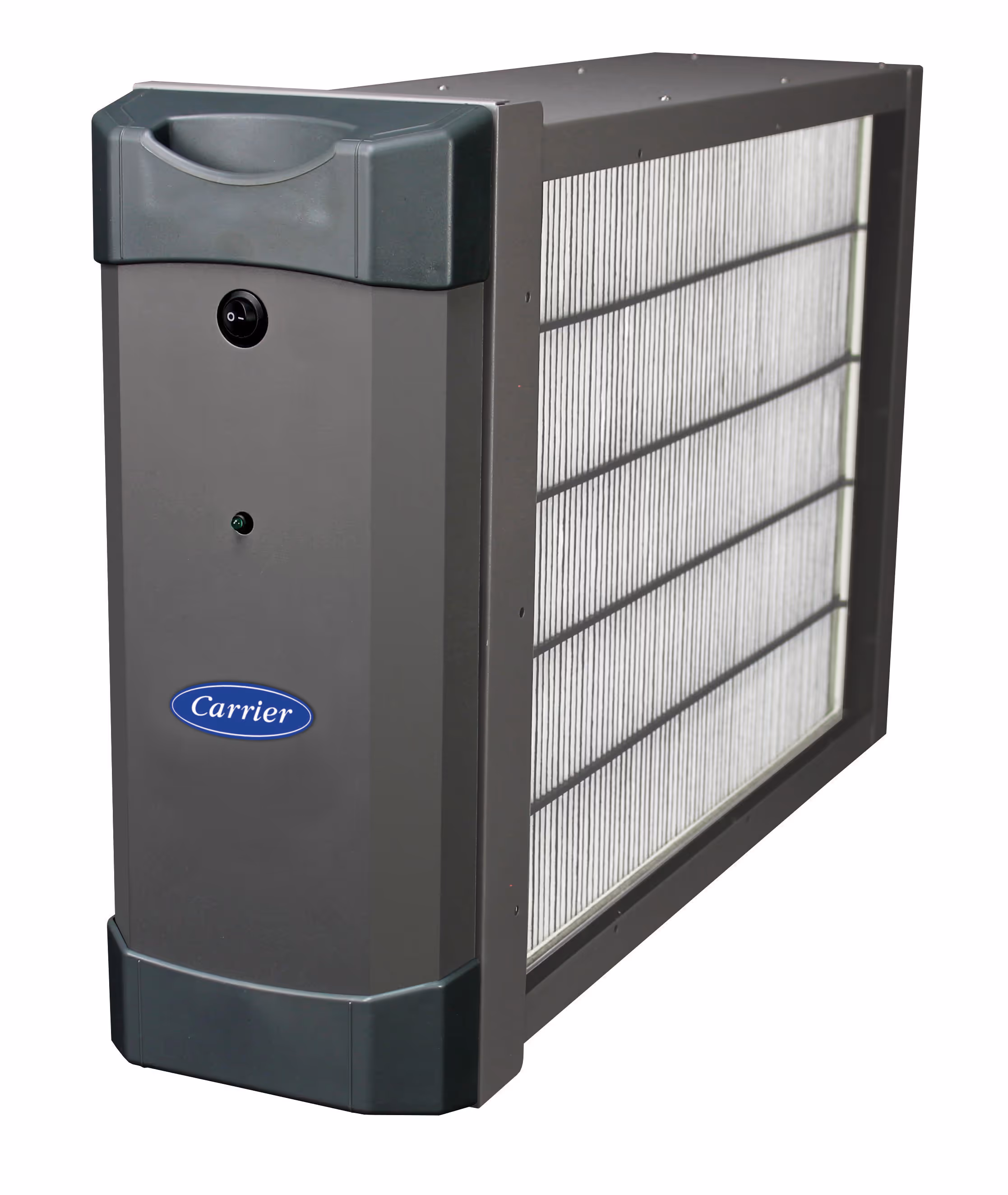 Carrier whole-home air purifier with MERV filtration system, indoor air quality solution for removing allergens, dust, and airborne particles from residential HVAC systems