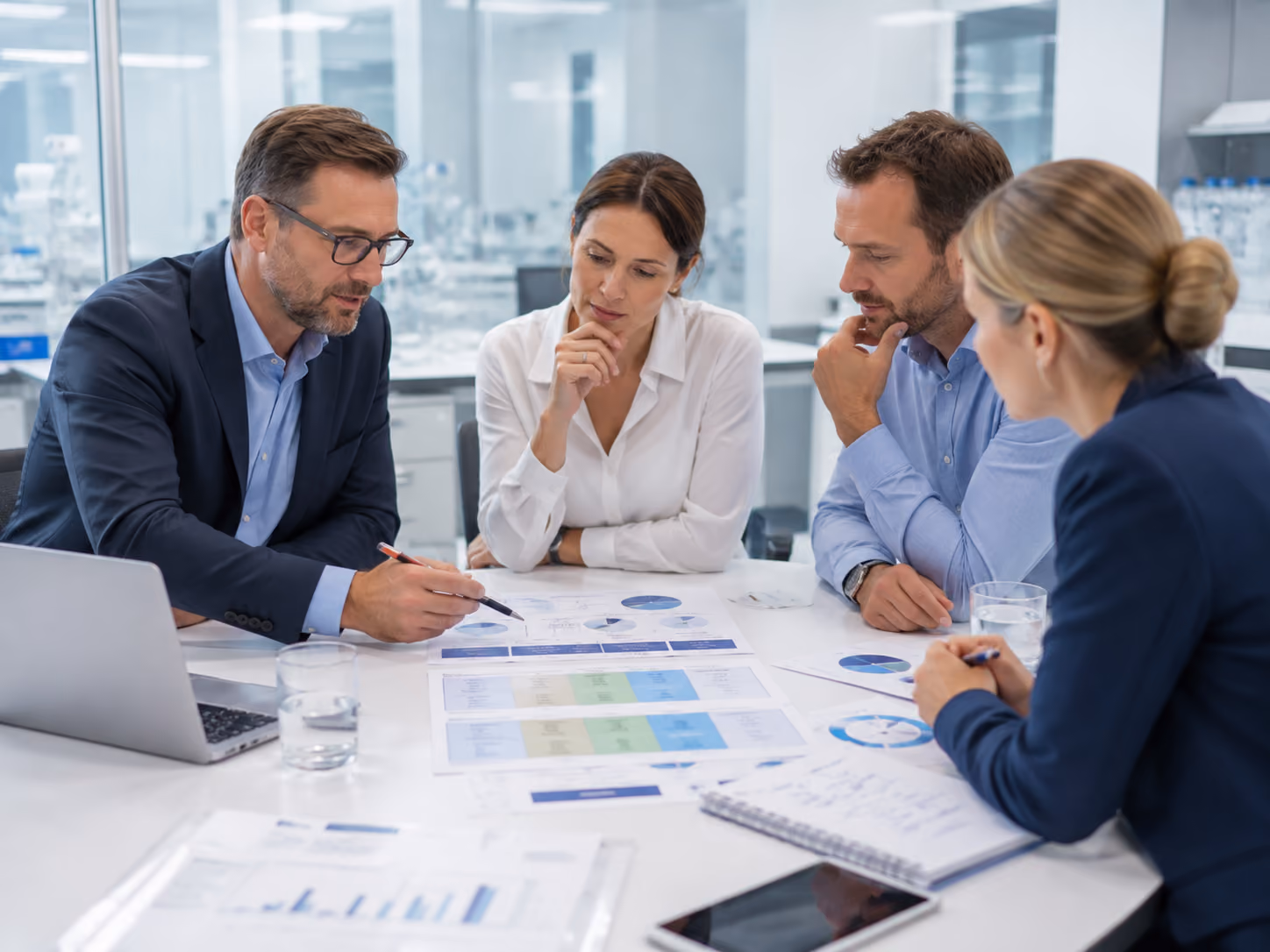 Beratungsgespräch zu LIMS-Anforderungen, Laborprozessen und digitaler Labor-IT in moderner Laborumgebung