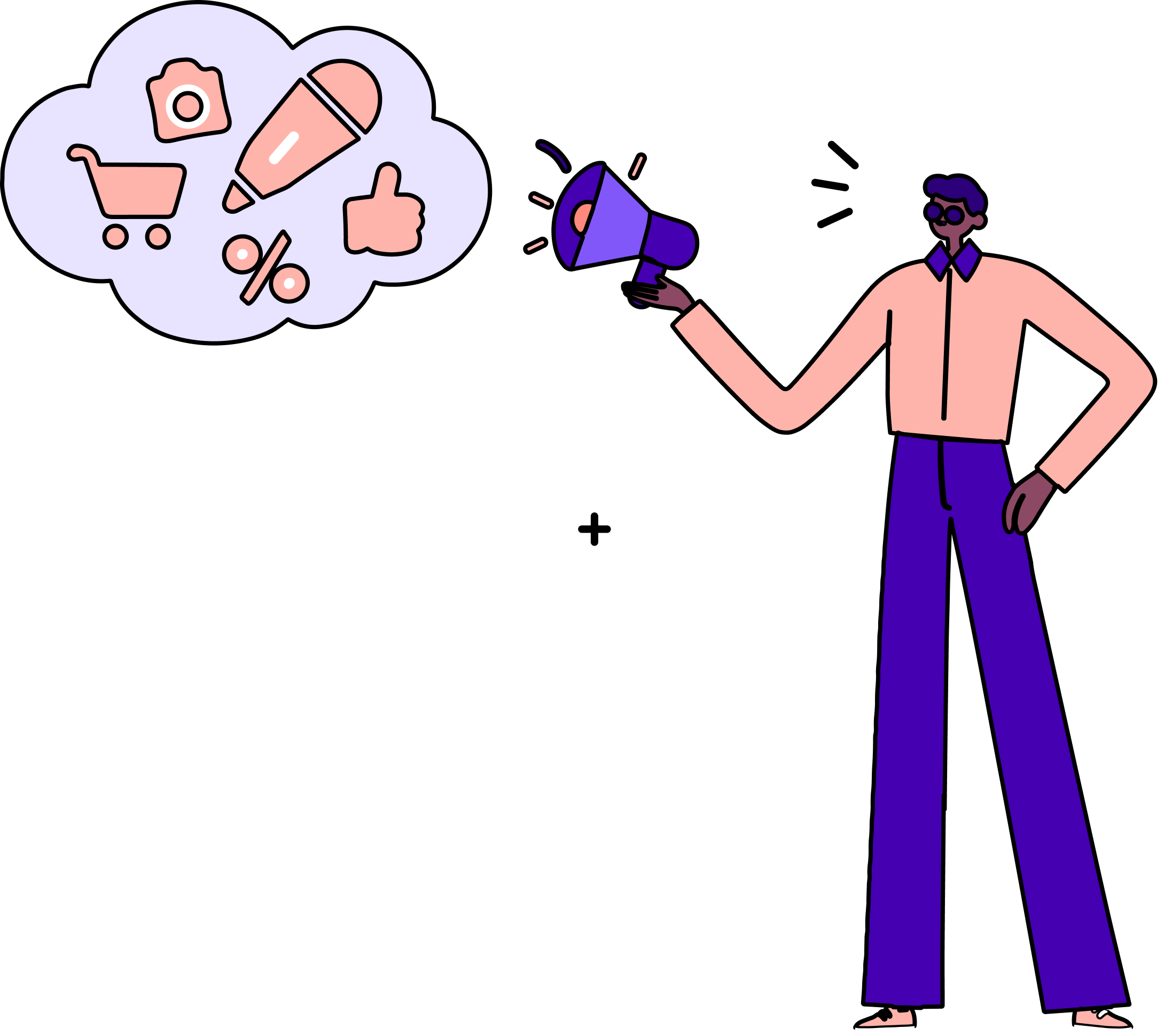 Reseller promoting with a megaphone