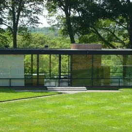 Full-color photo of Philip Johnson's Glass House.