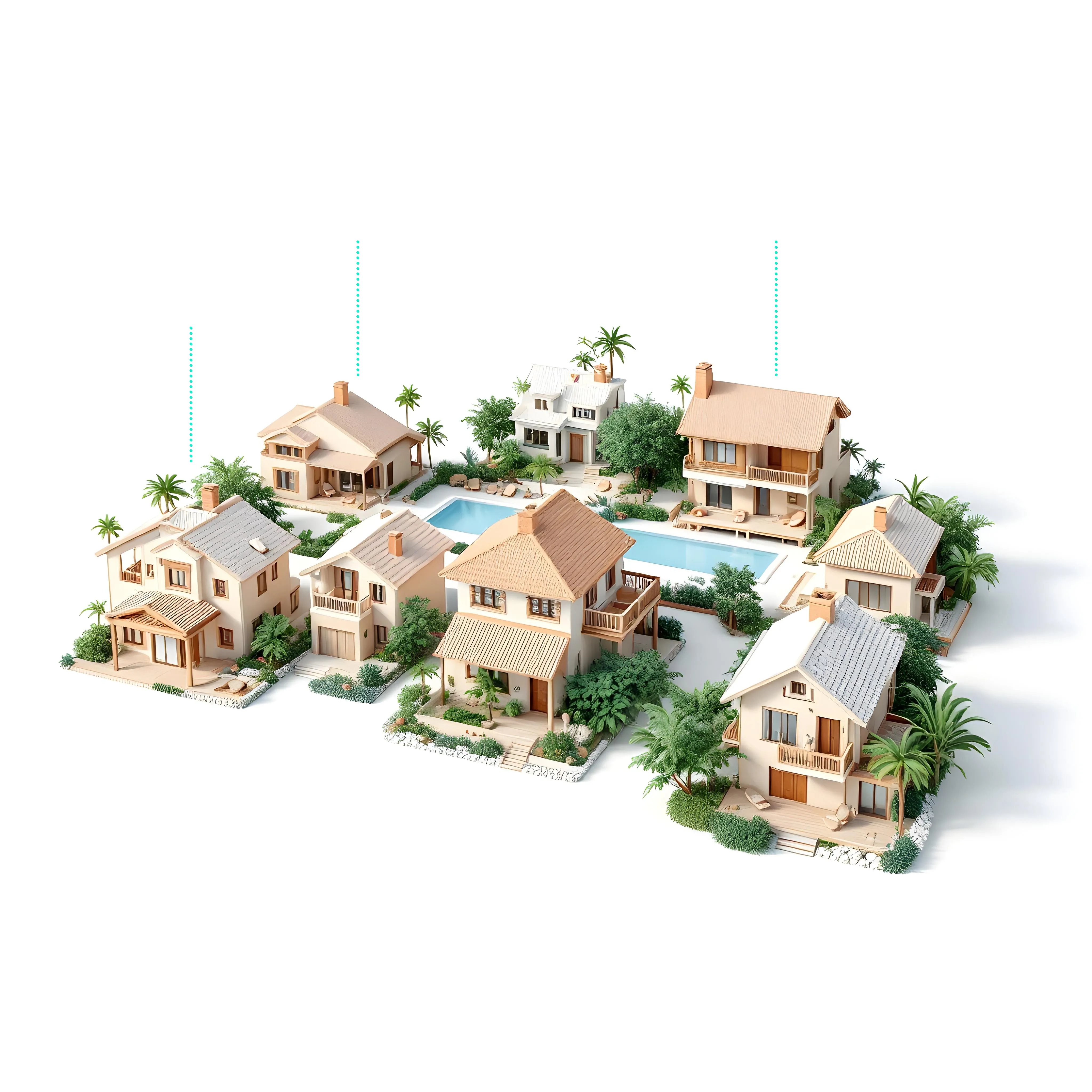 illustration of neighborhood with pool