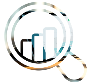 magnifying glass with bar graph
