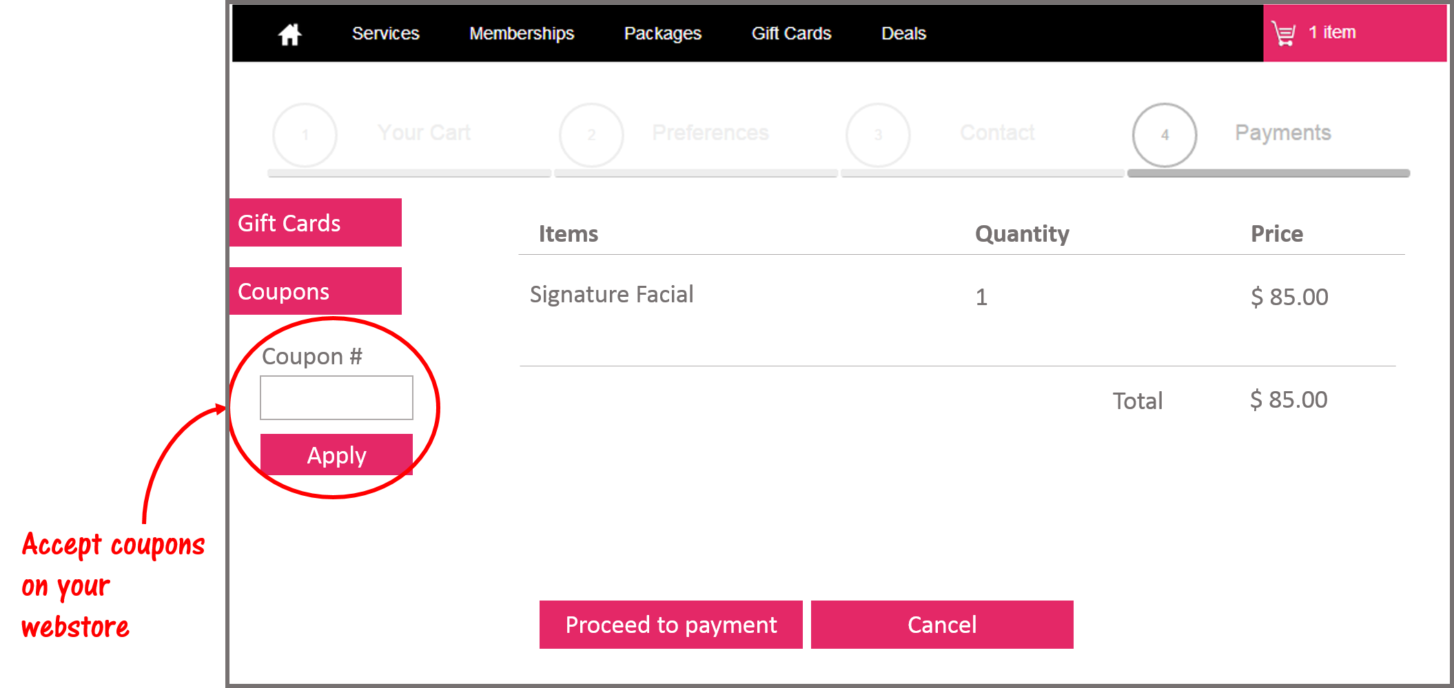 Accept Coupons Online