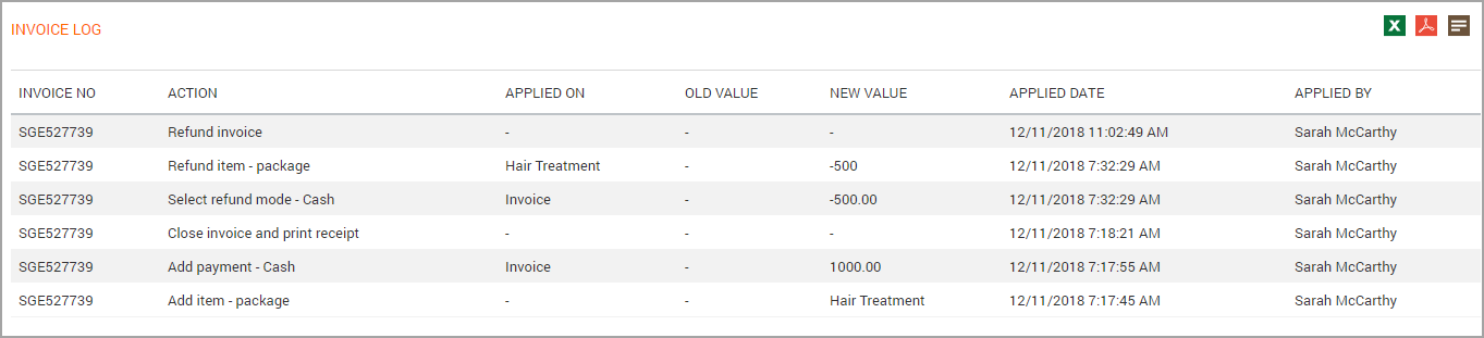 Invoice Log