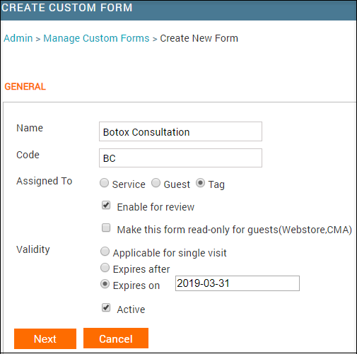 Custom form Creation
