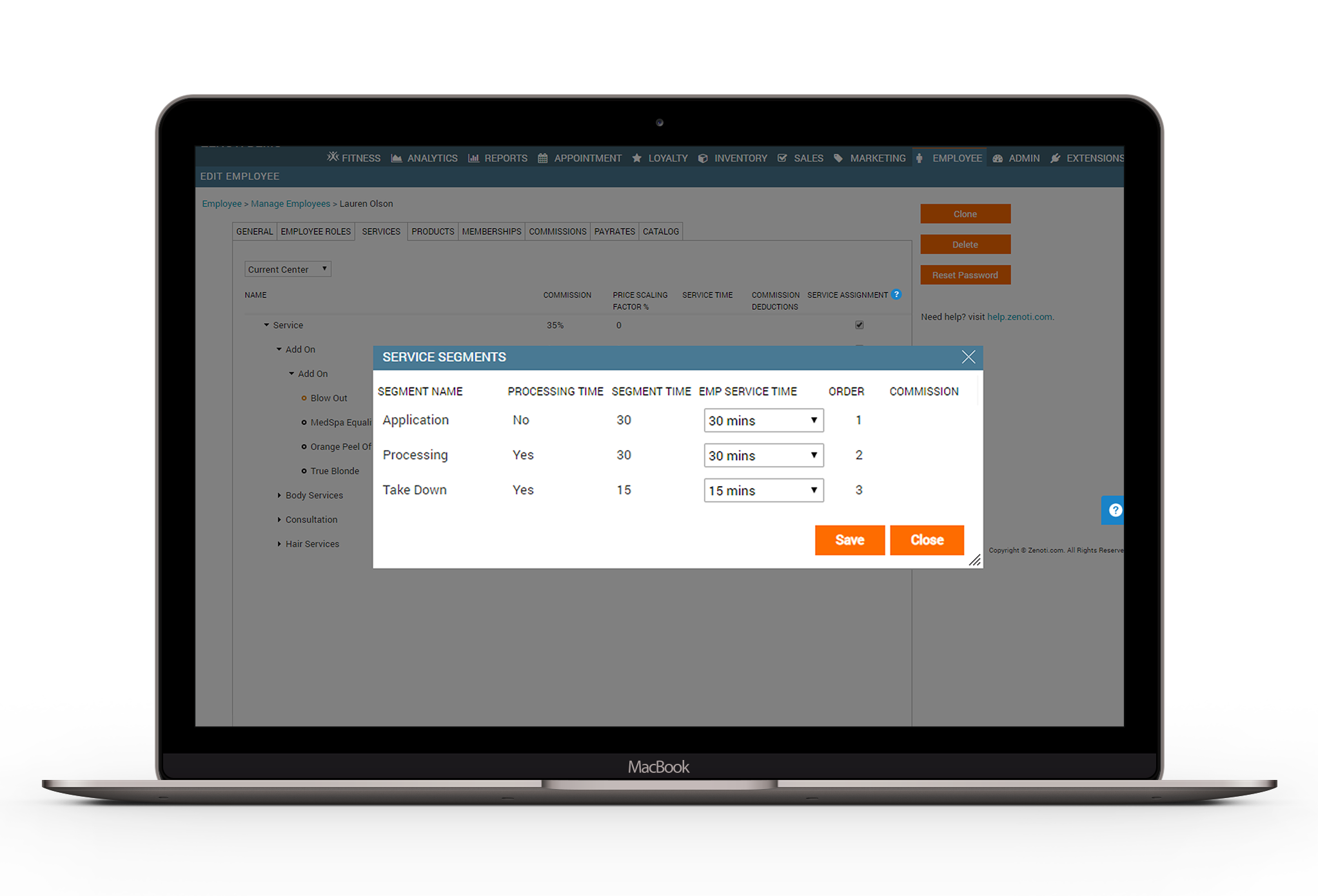 Service Segments page