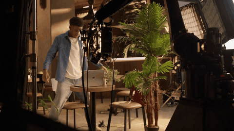 BPP Defy Your Limits motion loop, the reality world cafe sequence with the digital portal glitch.