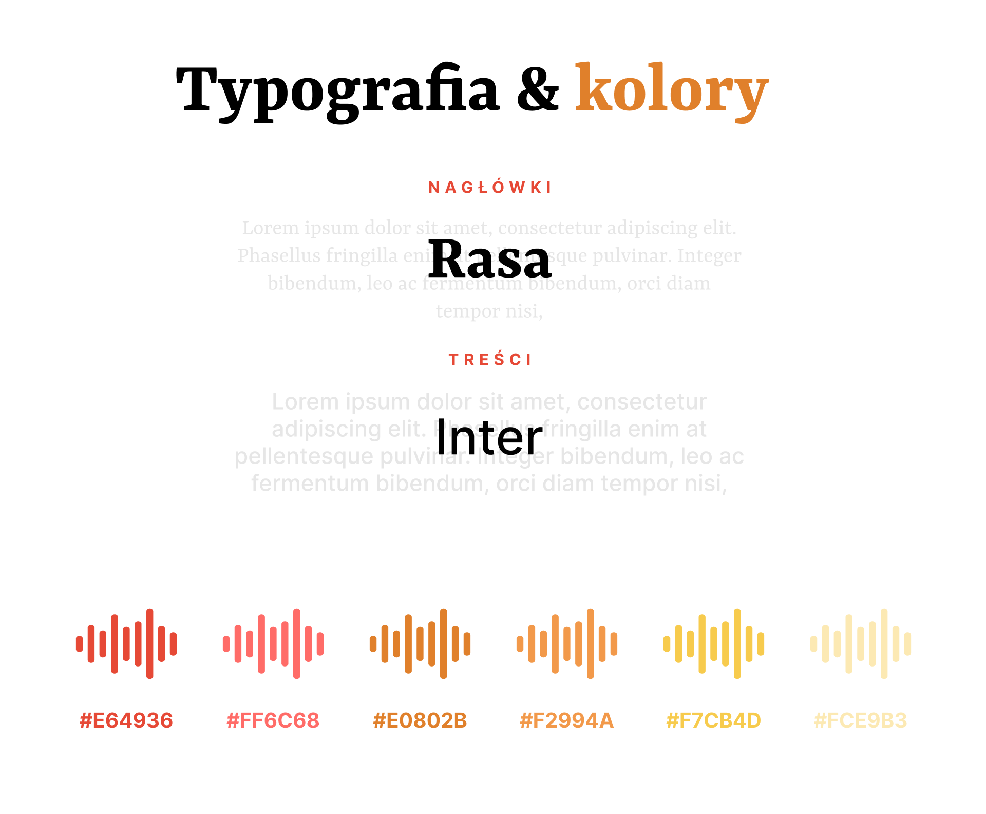 Makieta Strony Internetowej – typografia i kolory w projekcie UX/UI dla agencji muzycznej New\.Wav, prezentacja fontów Rasa i Inter oraz palety barw | UX-MAN