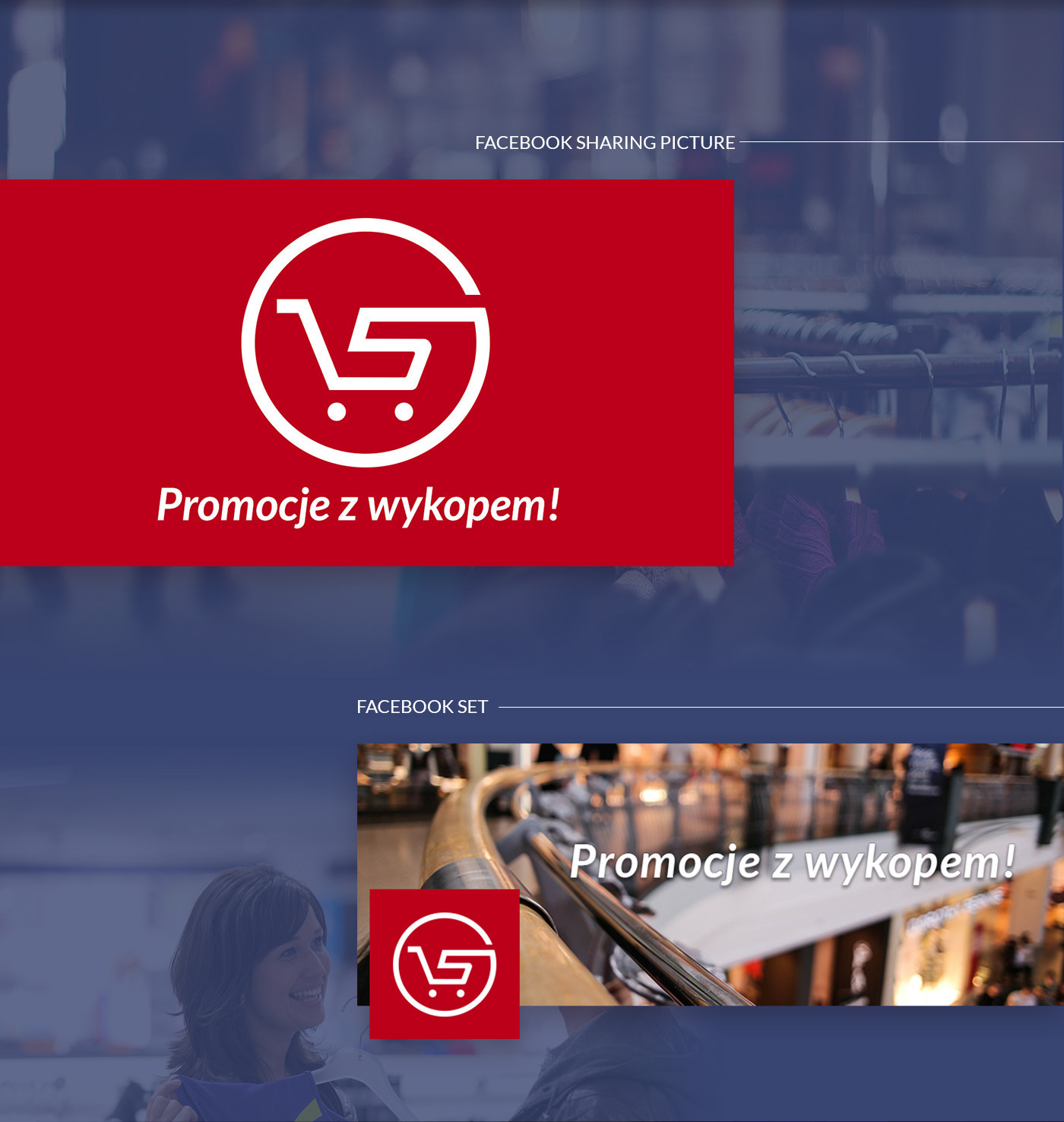 Grafiki promocyjne High5 Zone przygotowane do social mediów: czerwone tło z logo i hasłem Promocje z wykopem! oraz zestaw grafik na Facebooka. Element identyfikacji wizualnej wzmacniający spójność marki online.