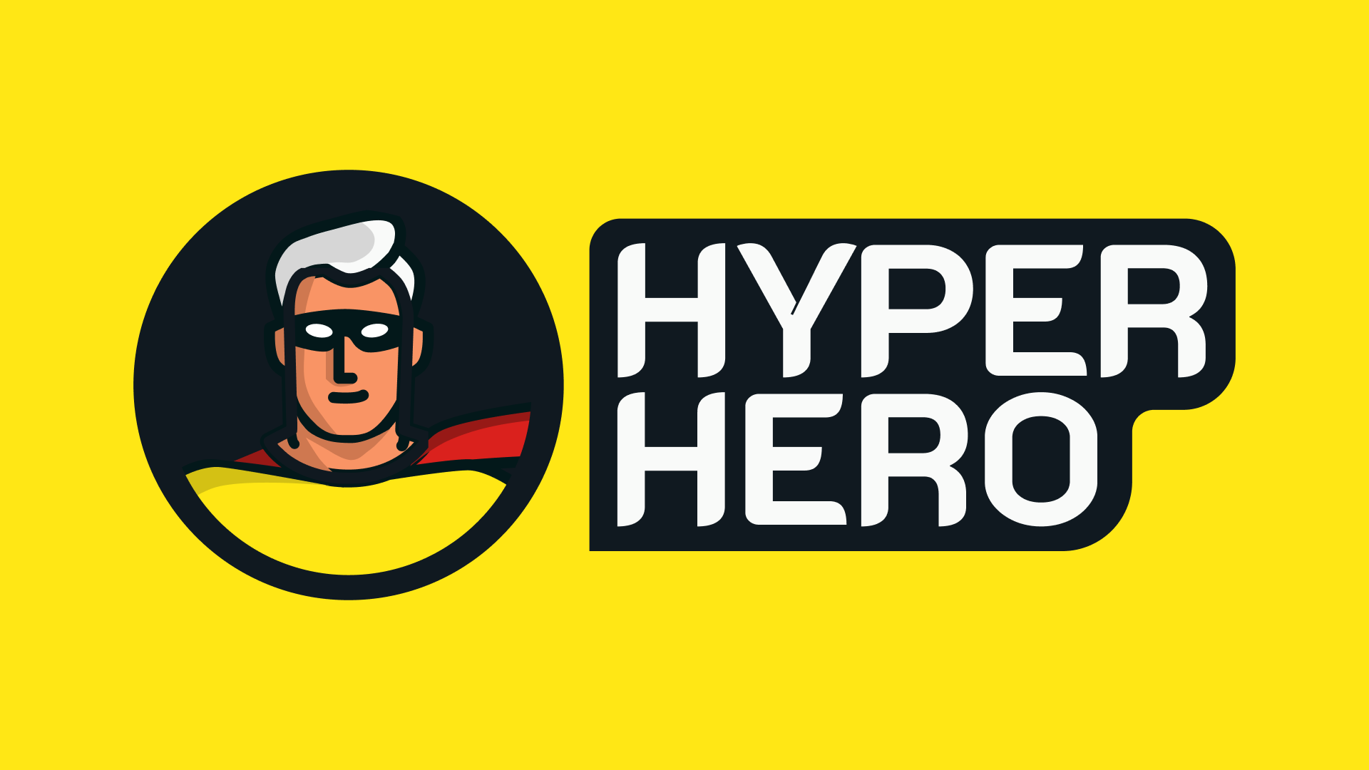 Logo Hyper Hero w wersji okrągłej – wariant identyfikacji wizualnej z bohaterem i napisem w kolorach marki. Projekt logo został przygotowany specjalnie dla agencji marketingowej, aby budować spójny branding i wyrazistą komunikację wizualną.