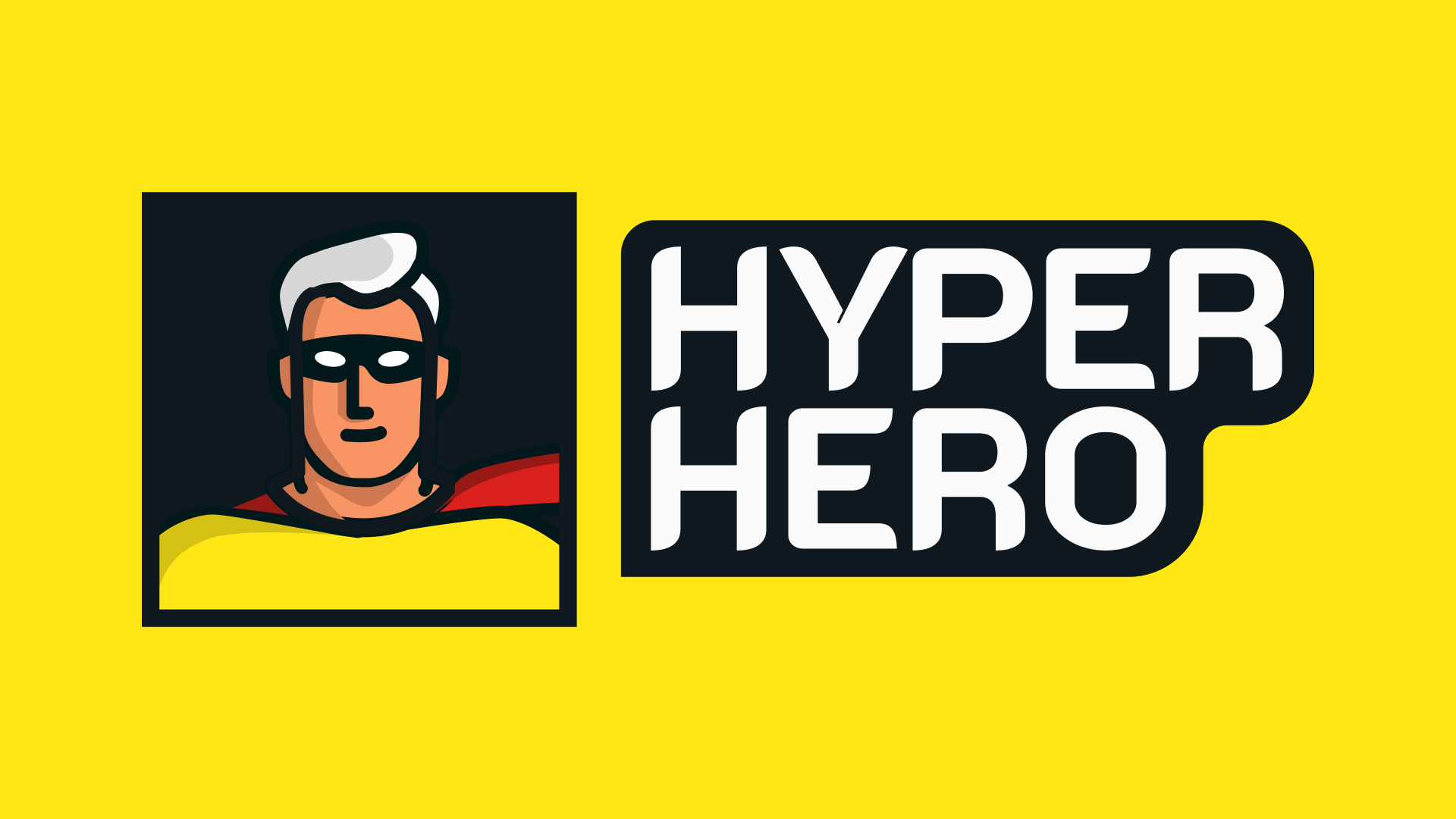 Kwadratowa wersja logo Hyper Hero – projekt identyfikacji wizualnej, w której bohater stanowi centralny element brandingu. Logo zostało zaprojektowane jako wyróżnik agencji marketingowej i przykład profesjonalnego projektu logo dla firm.