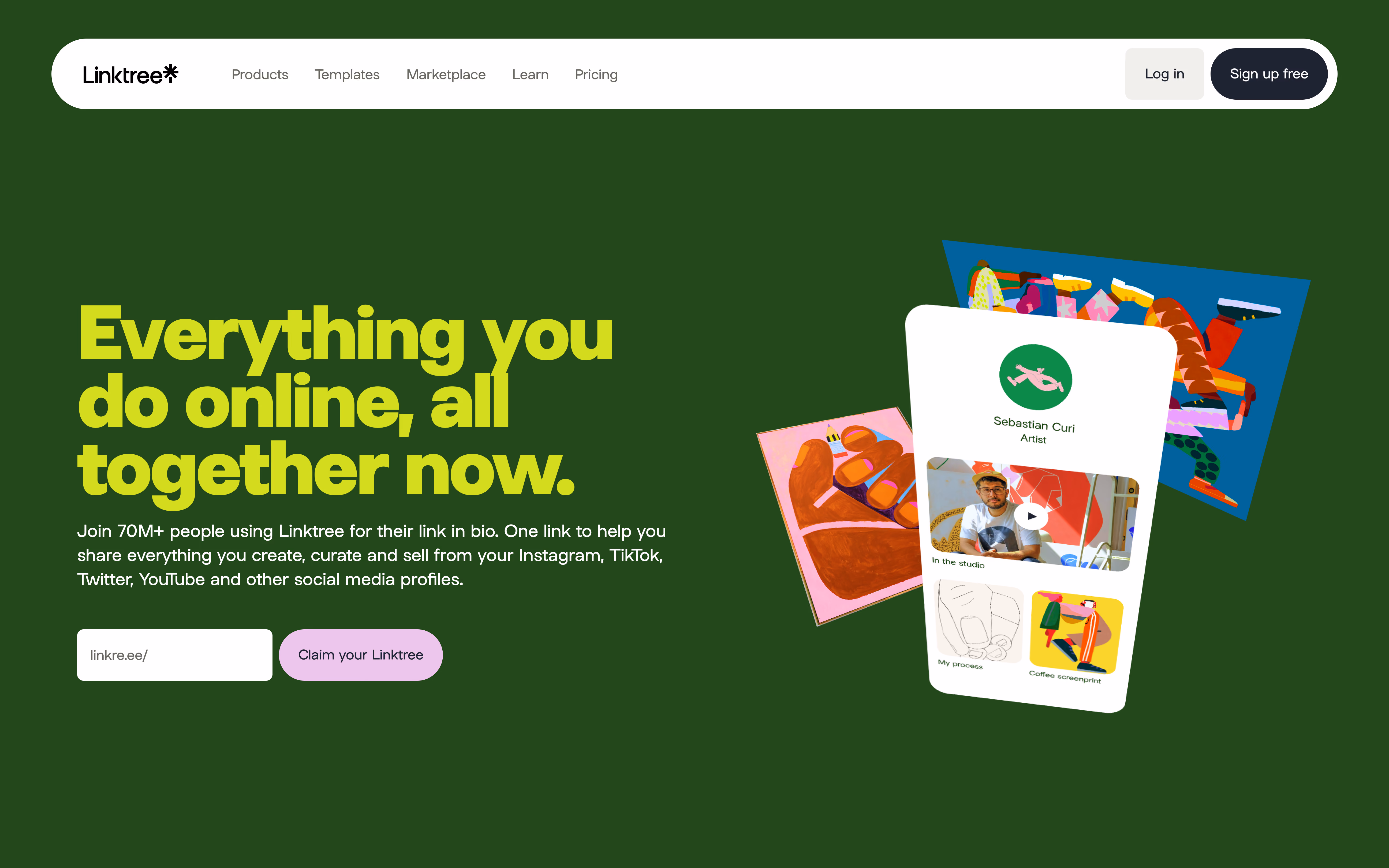 Linktree marketing website following its WordPress-to-Webflow migration.