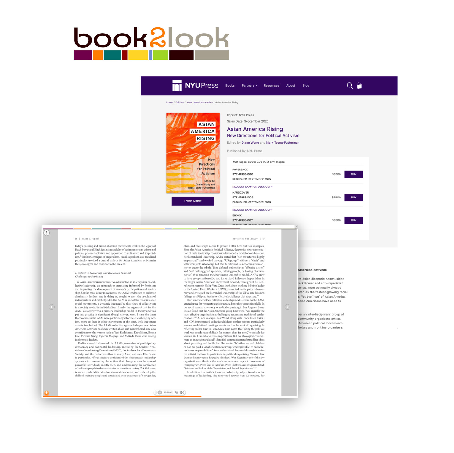 Supadu WordPress theme for publishers - Classic design Image of book2look book sampler in action – an integrated partner solution