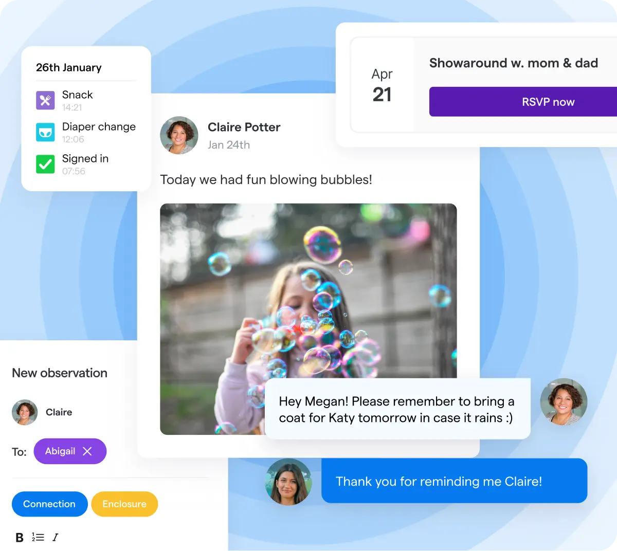Collage with screenshots of the controls and view of the app