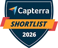 Badge for being shortlisted in 2026 Capterra awards