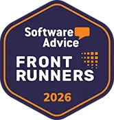 Badge for Software Advice Front Runners award in 2025
