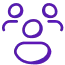 Purple outline of 3 people