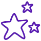 Purple outline of 3 stars