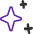 Purple star icon with sparkles and a shadow on a white background.