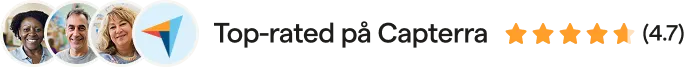 "Top-rated på Capterra" tekst med 4,7 stjerner