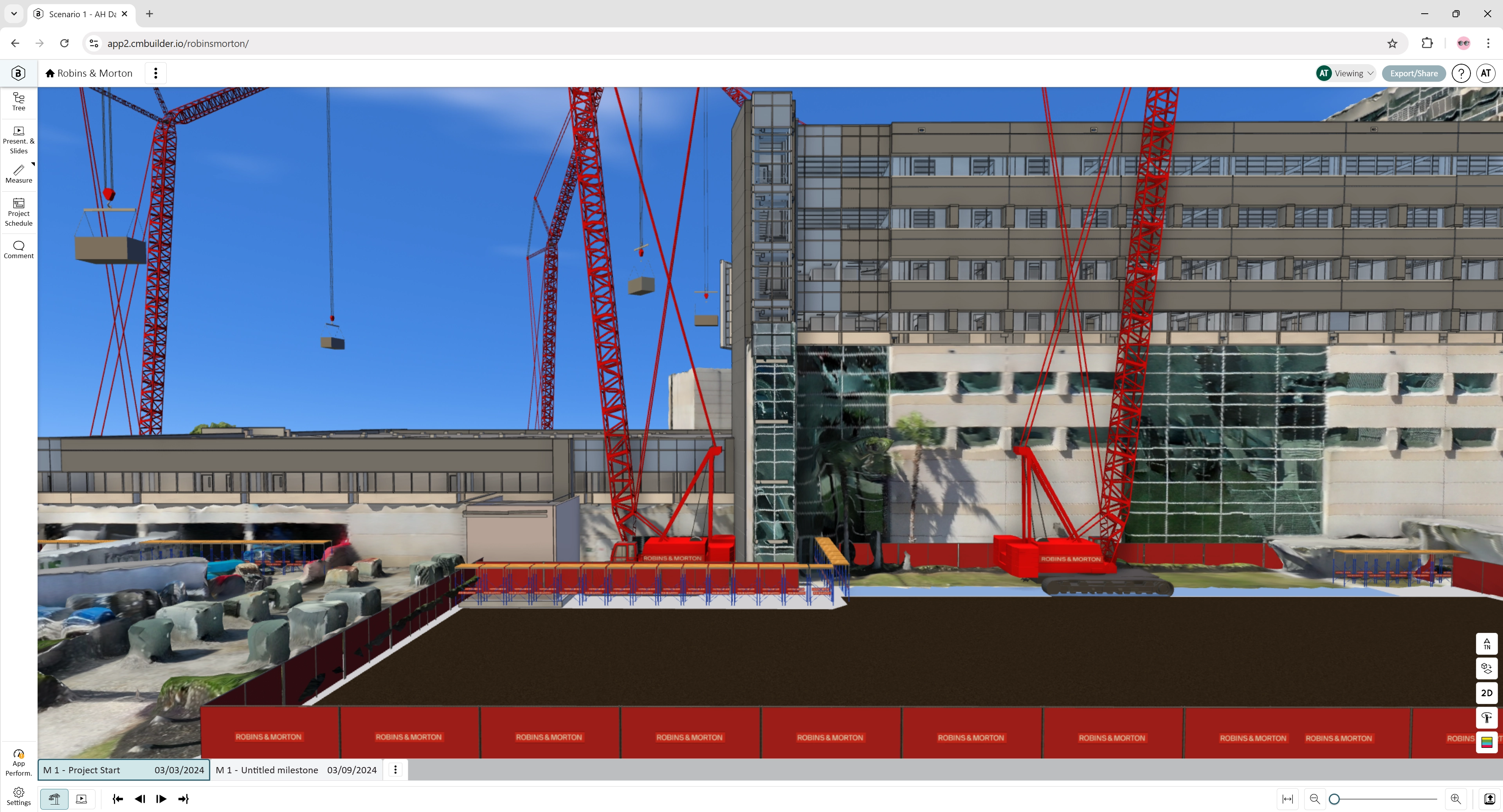 AH Daytona Beach by Robins & Morton using cmBuilder.io platform or 4D planning and site logistics