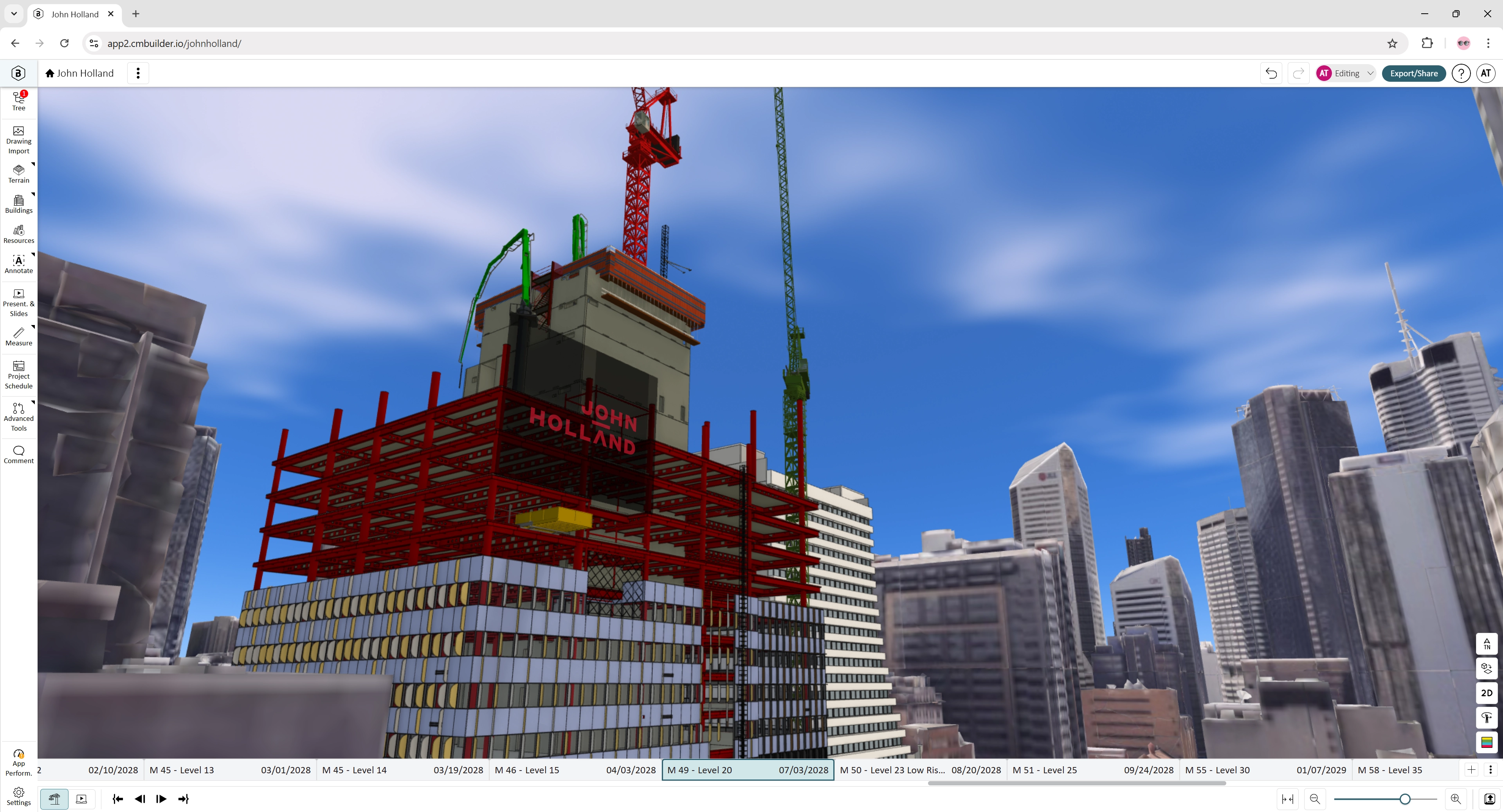 Project by John Holland using cmBuilder platform for 4D planning and site logistics