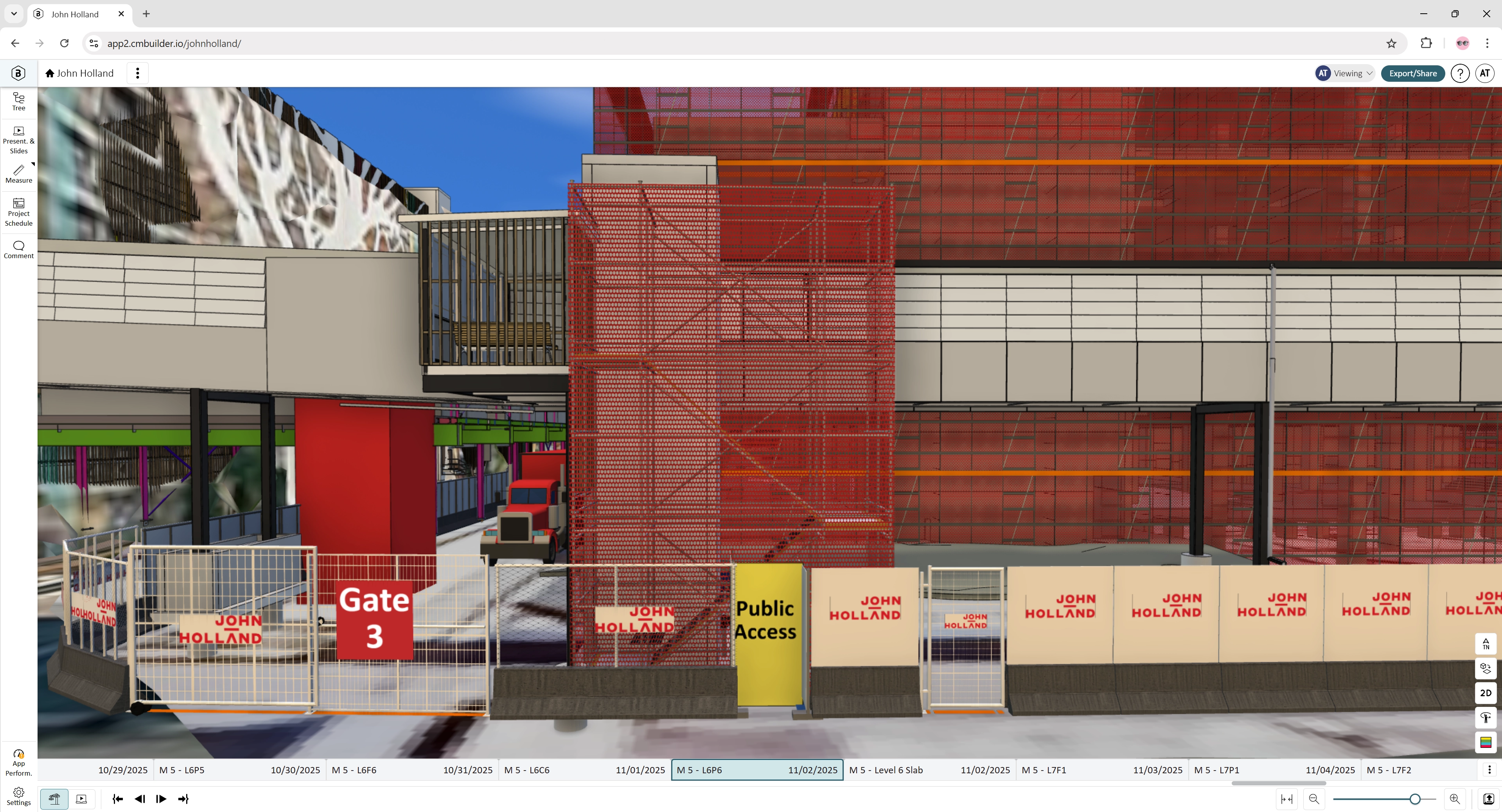 Project by John Holland using cmBuilder platform for 4D planning and site logistics