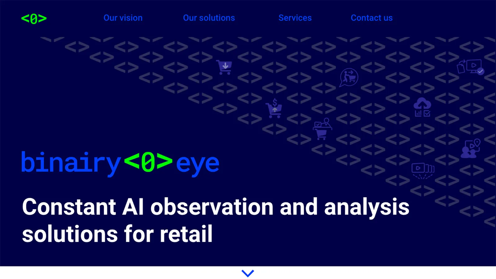 Binairy Eye interactive homepage hero section