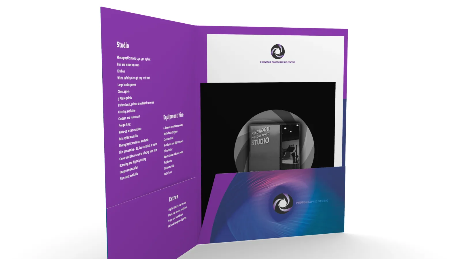 Folder interior design for Pinewood Studios Photographic Centre