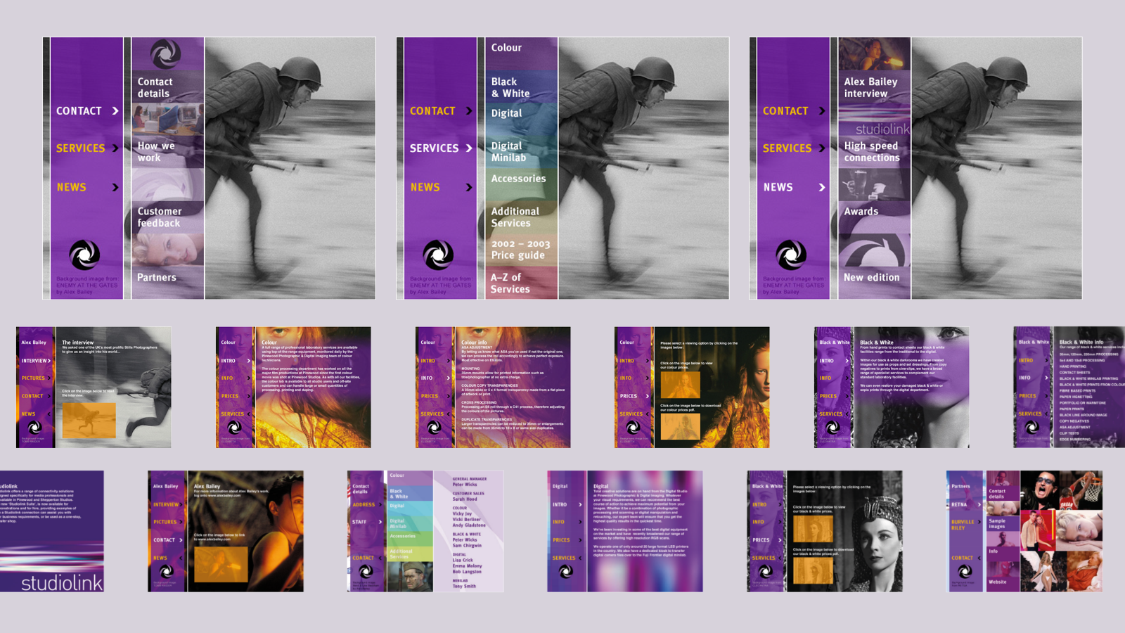 Pinewood Photographic Centre website screens