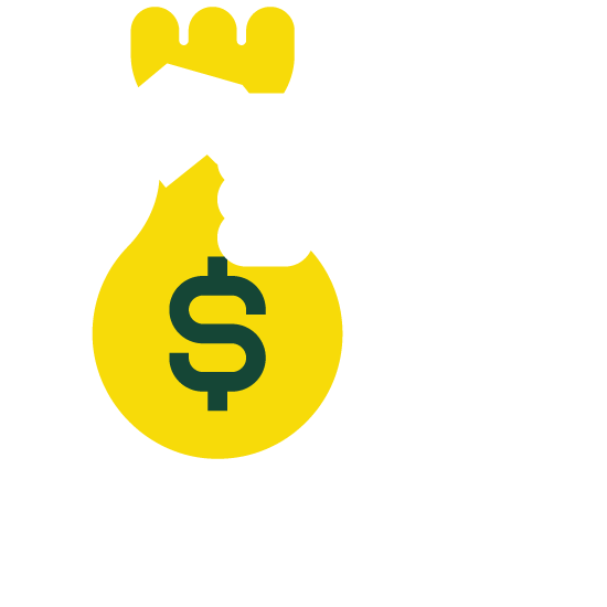 An icon depicting the transfer of a bag of money