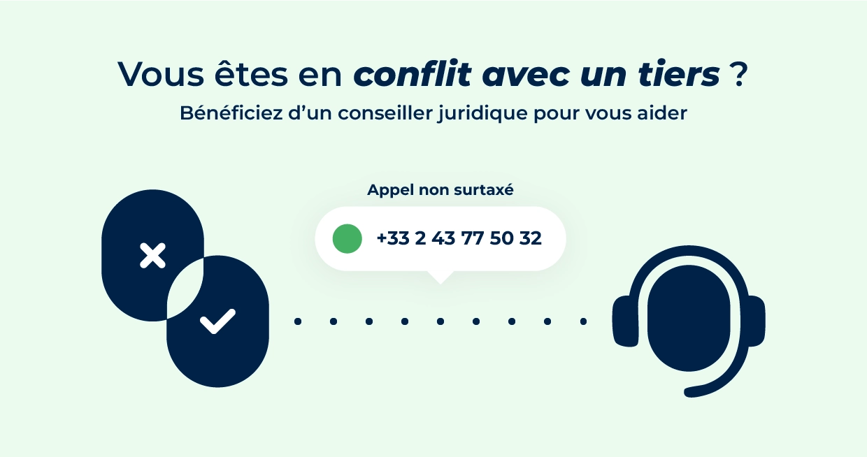 Dans le cadre de l'assurance vélo Sharelock, un conseiller juridique est disponible en cas de conflit avec un tiers