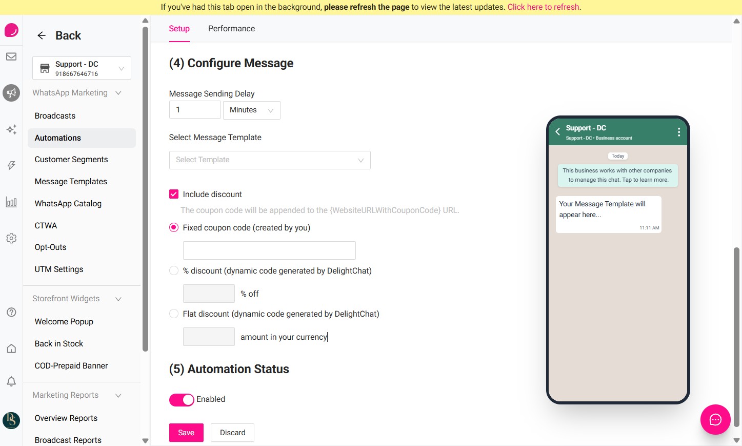### Enable Automation  - toggle the switch to **Enabled** so the automation becomes active.