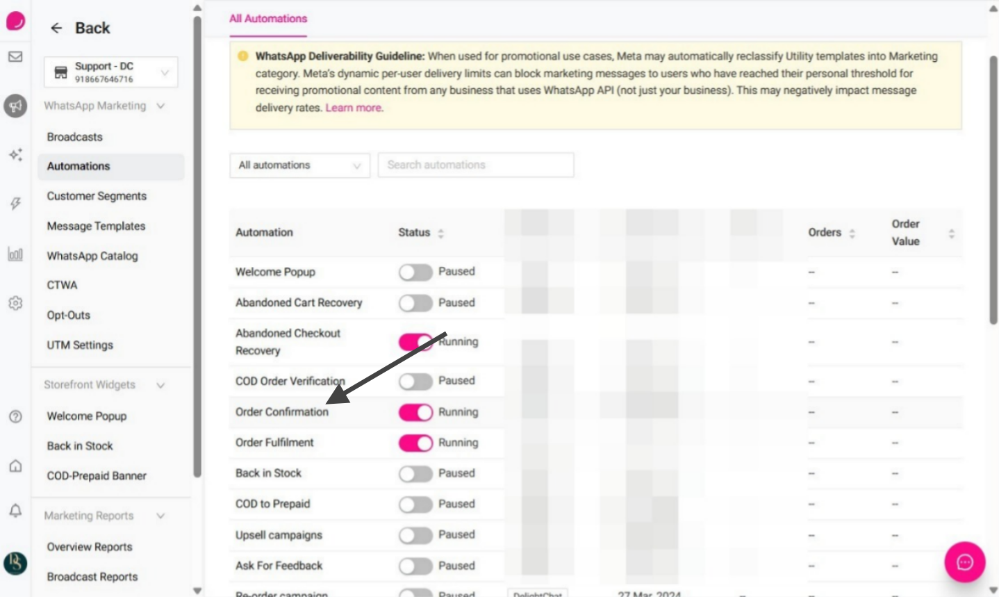 Next, go to **Automation**, choose the relevant automation