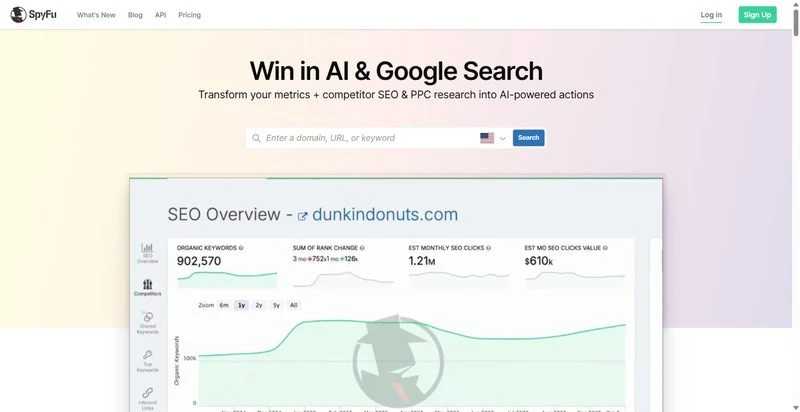 SpyFu SEO competitor analysis platform interface