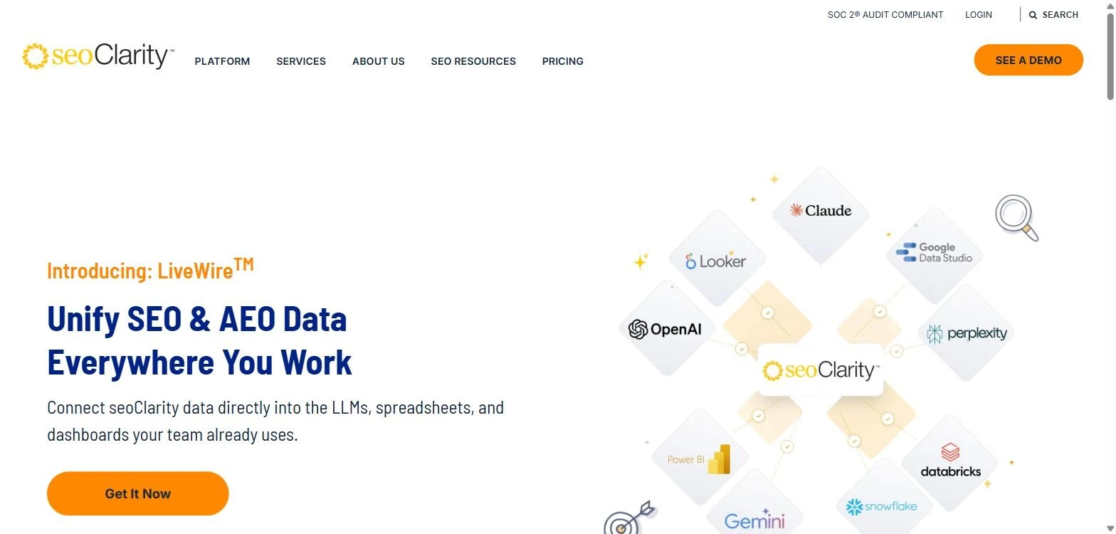 seoClarity SEO competitor analysis platform interface