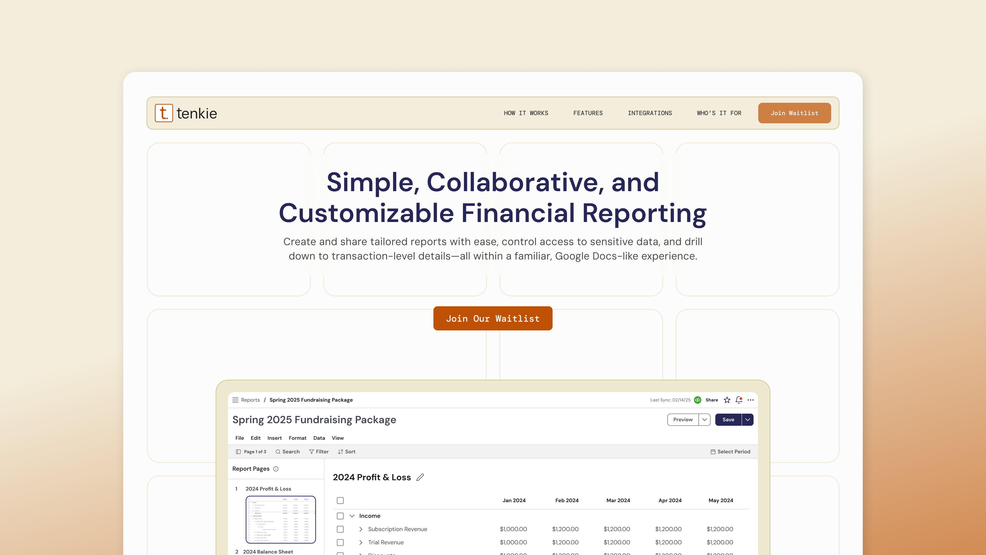 Tenkie website landing page