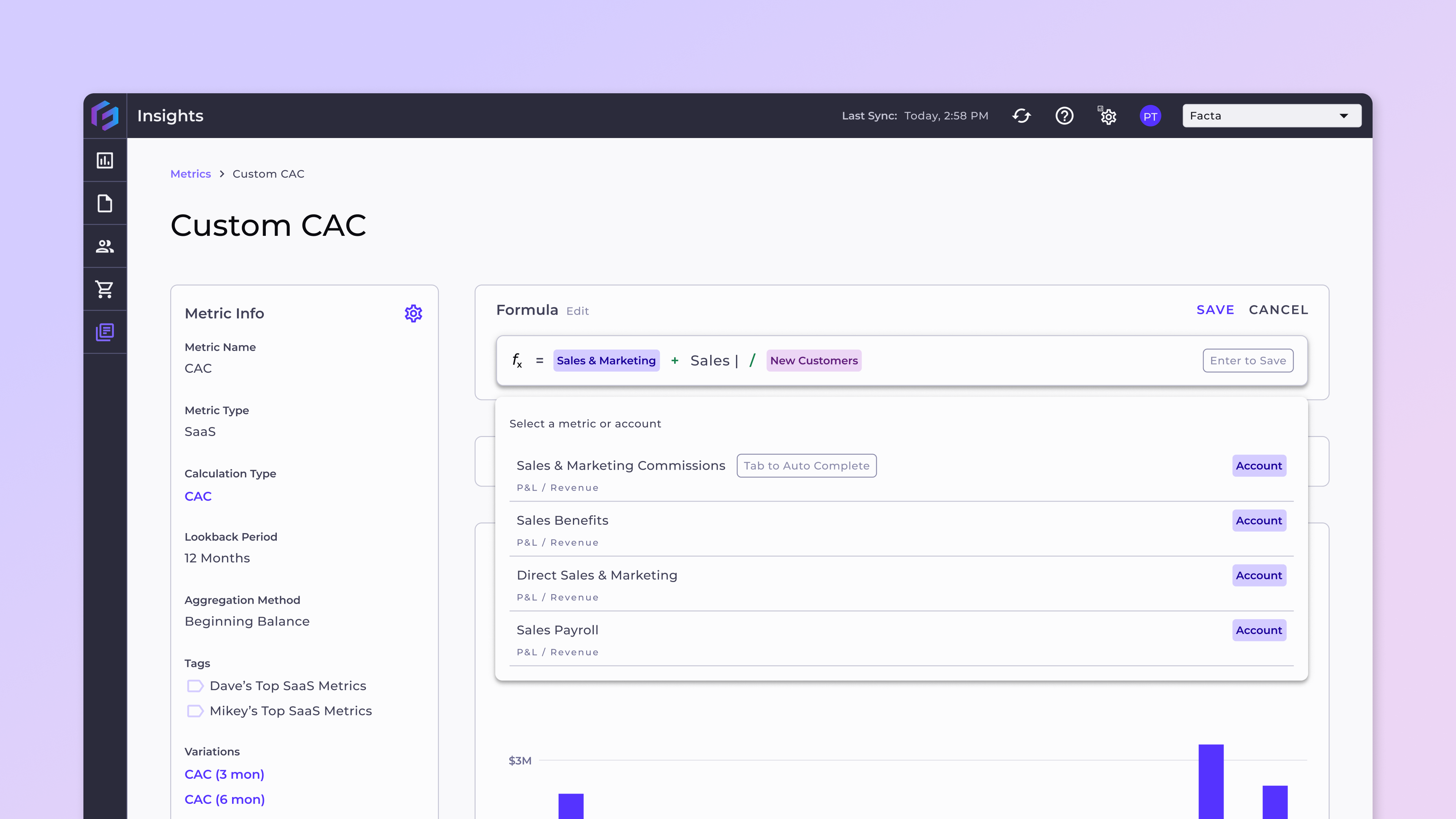 Facta's metric builder