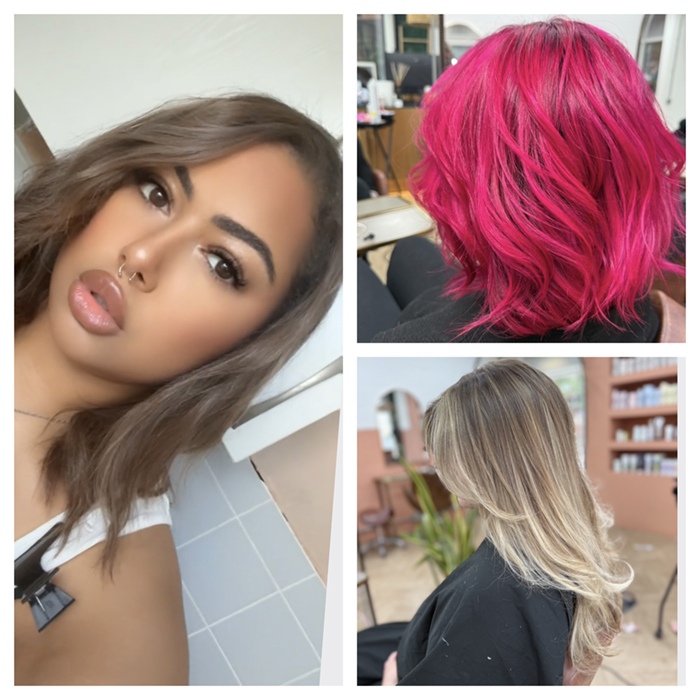 Shani is looking off confident with her arms on her sides in a black dress