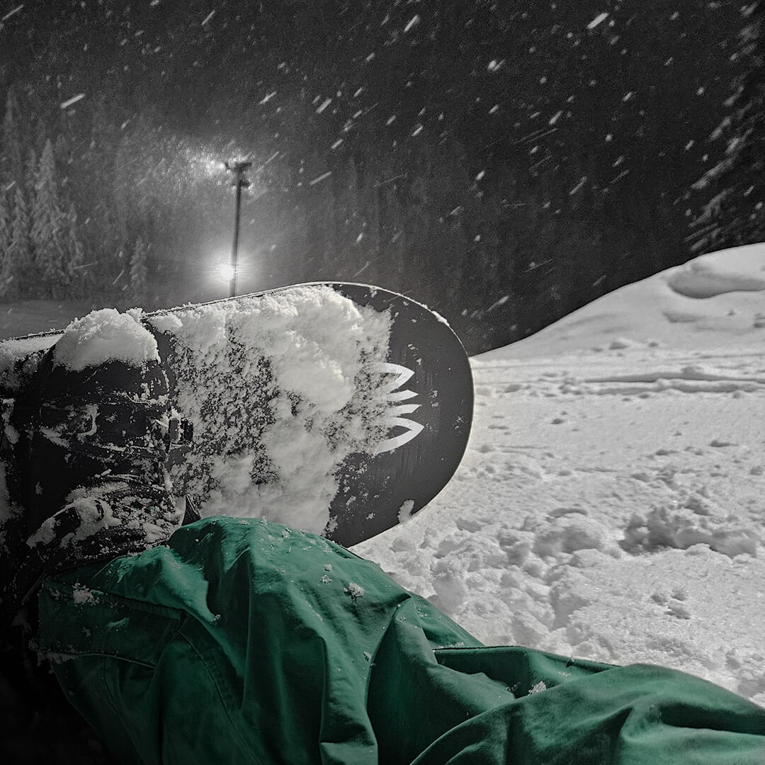 A image of a logo on a snowboard mockup