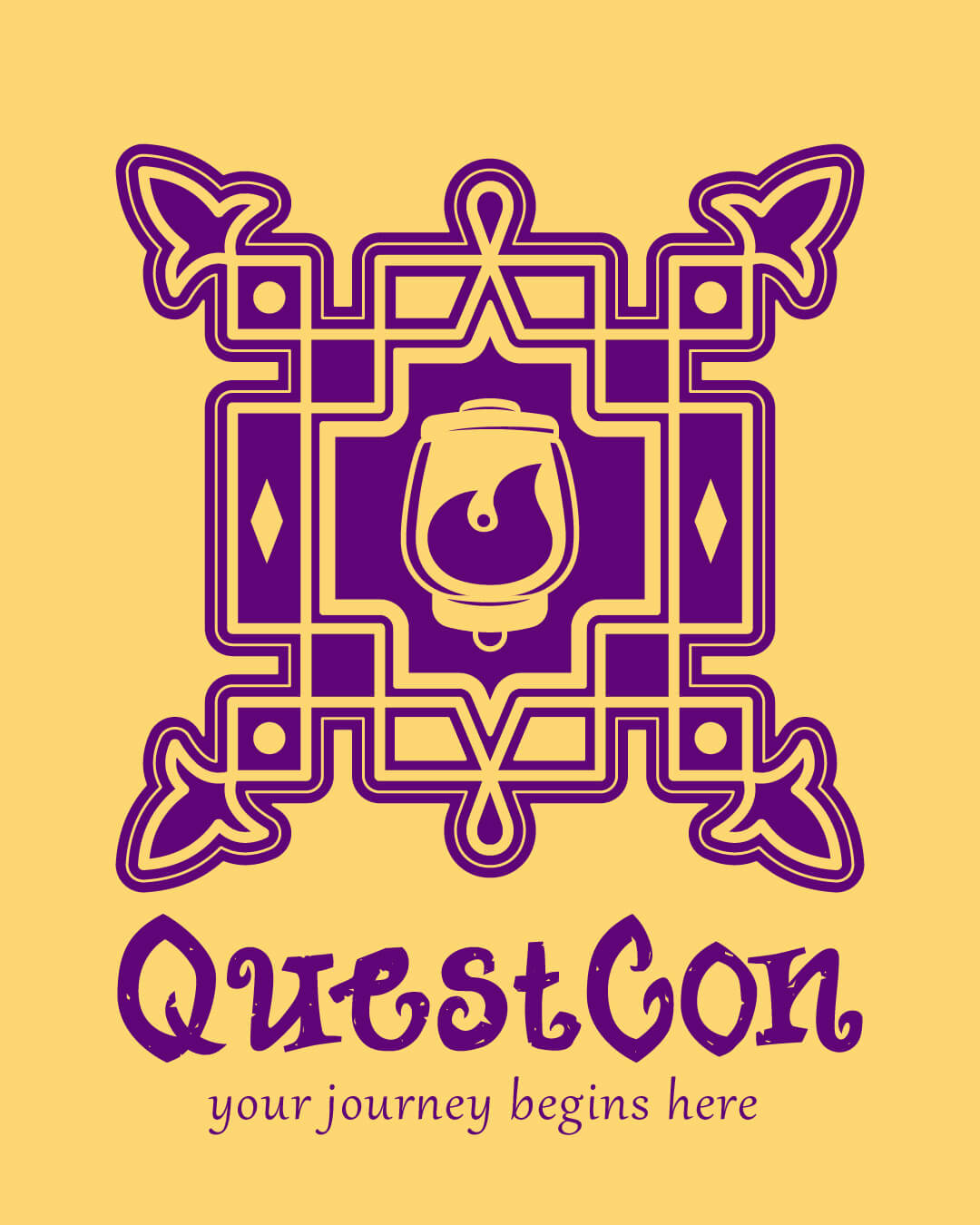 A image of a logo that has the text "QuestCon"